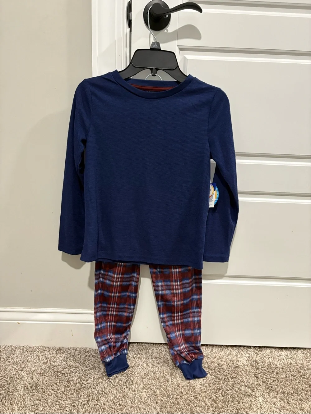Sleep On It Navy Top with Red & Blue Plaid Pajama Pants